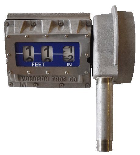 Metric mechanical tank gauge, angled face, Drop Tube Float