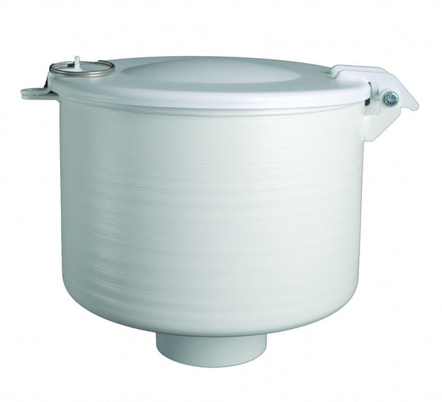 Female Spill Container, No Drain, Centered, Coated White