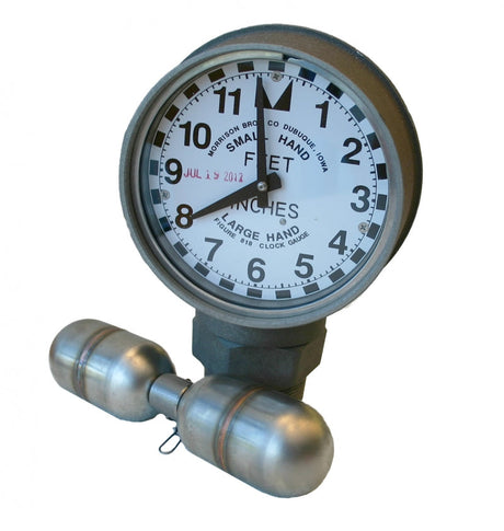 Clock Gauge W/Male Thds, PTFE, Metric, w/Drop Tube Float, DEF